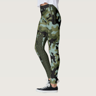 Entweichen-Waldcamouflage blaues See-Gitter Leggings