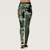 Entweichen-Waldcamouflage blaues See-Gitter Leggings (Rückseite)