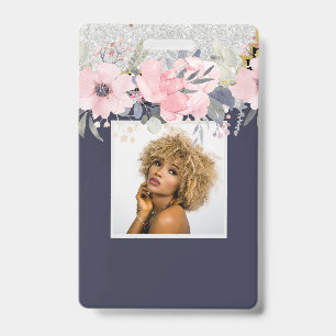 Entwerfe deine eigene hübsche, girly, rosa Blumen- Ausweis