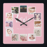 Entwerfen eines 12-Personalisierten Fotomaters Quadratische Wanduhr<br><div class="desc">12 Foto Collage Personalisiert Template Wanduhr / Pink... Fügen Sie einfach Ihre eigenen Fotos und Texte zu dieser großartigen Wanduhr .. einfach zu personalisieren .. anpassbare Fotoplattuhr von Ricaso - perfekte Geschenkideen</div>