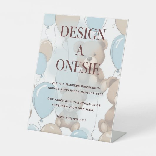 Entwerfen Sie einen Bodyanzug, Baby Shower Game Si Sockelschild (Vorderseite)