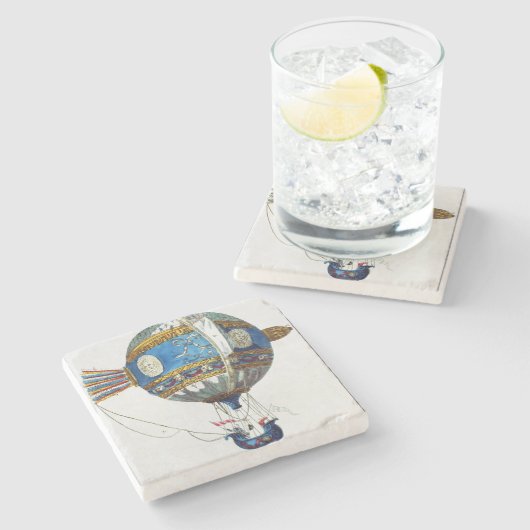 Entwerfen Sie für einen Heißluftballon mit einem Steinuntersetzer (Seitenansicht)