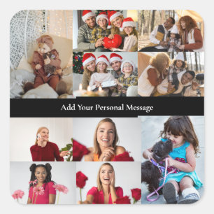 Entwerfen Sie Ihr eigenes 10 Foto Collage Poster Quadratischer Aufkleber