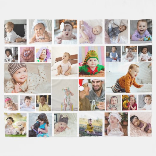 Entwerfen Sie Ihr eigenes 30 Foto Collage Poster Fleecedecke (Vorderseite (Horizontal))