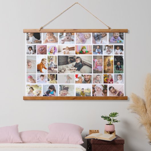 Entwerfen Sie Ihr eigenes 35 Foto Collage Poster Wandteppich Mit Holzrahmen (Schlafzimmer)