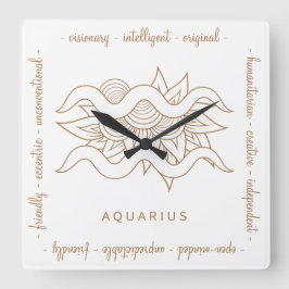 Entwerfen Sie Ihr eigenes elegantes Gold & White A Quadratische Wanduhr