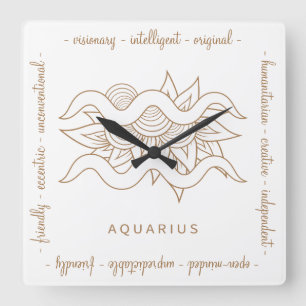 Entwerfen Sie Ihr eigenes elegantes Gold & White A Quadratische Wanduhr