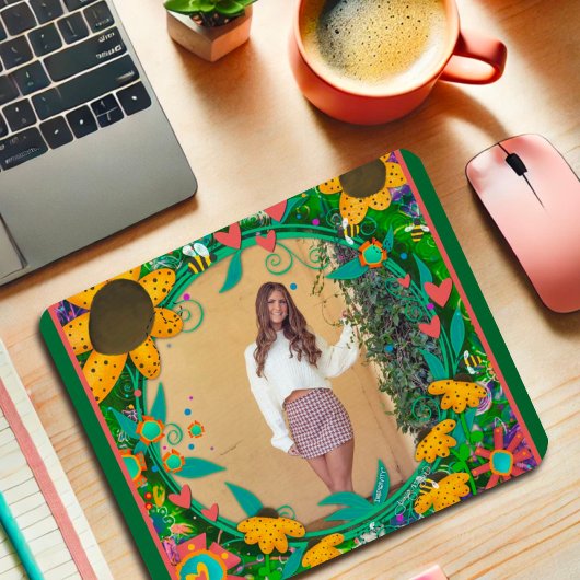 Entwerfen Sie Ihr eigenes Foto Girly Floral Heart Mousepad