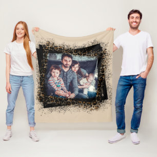 Entwerfen Sie Ihr eigenes Leopard-Rahmen-Familienf Fleecedecke