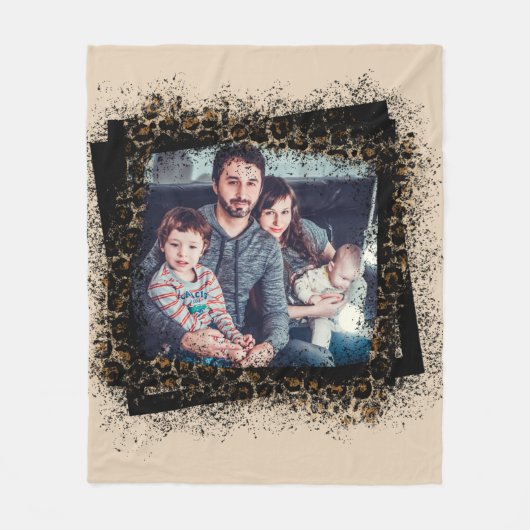 Entwerfen Sie Ihr eigenes Leopard-Rahmen-Foto Fleecedecke (Vorderseite)