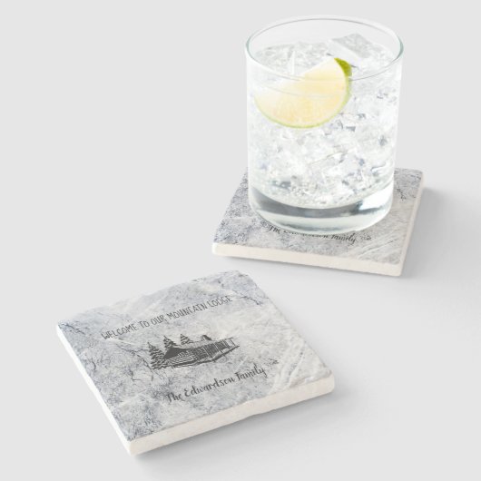 Entwerfen Sie Ihr eigenes rustikales Familienalbum Steinuntersetzer (Seitenansicht)