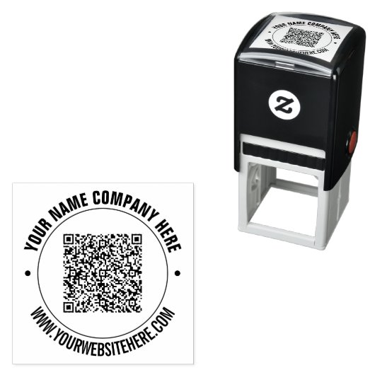 Entwerfen Sie Ihr QR-Code- und Text-Rundstempel-Be Permastempel (Beispiel)
