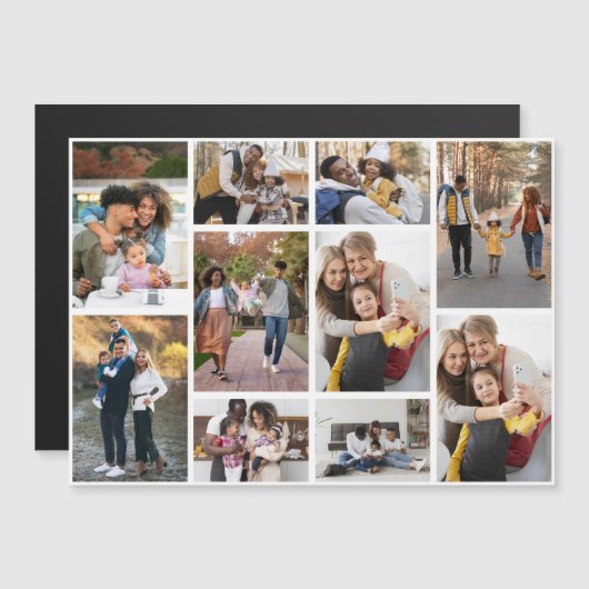 Entwerfen Sie Ihre eigene 10 FotoCollage Magnetkarte (Vorne/Hinten)