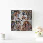 Entwerfen Sie Ihre eigene 10 FotoCollage Quadratische Wanduhr (Zuhause)