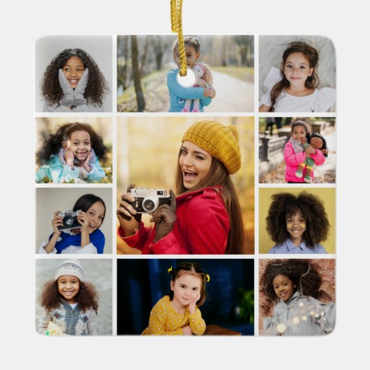 Entwerfen Sie Ihre eigene 11 FotoCollage Keramikornament (Vorderseite)