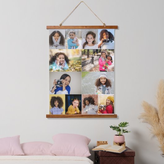 Entwerfen Sie Ihre eigene 12 FotoCollage Wandteppich Mit Holzrahmen (Schlafzimmer)