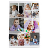Entwerfen Sie Ihre eigene 13 FotoCollage Mittlere Geschenktüte (Rückseite)