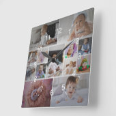 Entwerfen Sie Ihre eigene 13 FotoCollage Quadratische Wanduhr (Winkel)