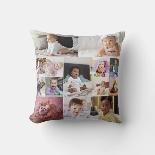 Entwerfen Sie Ihre eigene 14 FotoCollage Kissen (Vorderseite)