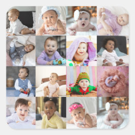 Entwerfen Sie Ihre eigene 16 FotoCollage Quadratischer Aufkleber
