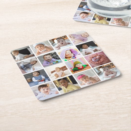 Entwerfen Sie Ihre eigene 16 FotoCollage Rechteckiger Pappuntersetzer (angewinkelt)