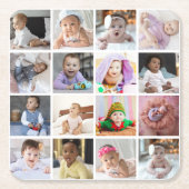 Entwerfen Sie Ihre eigene 16 FotoCollage Rechteckiger Pappuntersetzer (Vorderseite)