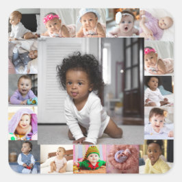 Entwerfen Sie Ihre eigene 17 FotoCollage Quadratischer Aufkleber