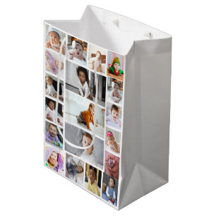 Entwerfen Sie Ihre eigene 19 FotoCollage Mittlere Geschenktüte