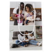 Entwerfen Sie Ihre eigene 2-FotoCollage Mittlere Geschenktüte (Rückseite)