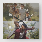 Entwerfen Sie Ihre eigene 2-FotoCollage Quadratische Wanduhr (Vorderseite)