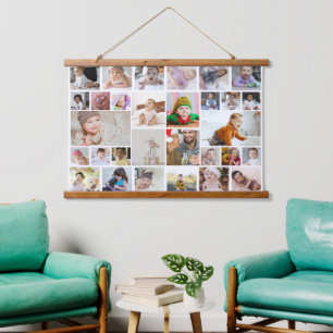 Entwerfen Sie Ihre eigene 30 FotoCollage Wandteppich Mit Holzrahmen