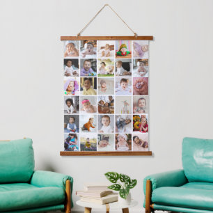 Entwerfen Sie Ihre eigene 30 FotoCollage Wandteppich Mit Holzrahmen