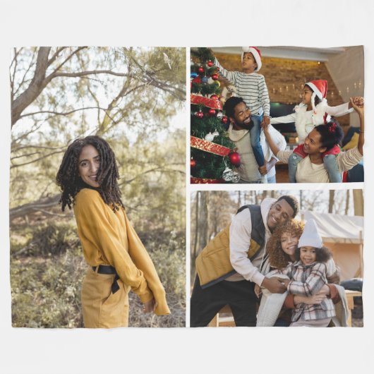 Entwerfen Sie Ihre eigene 3 FotoCollage Fleecedecke (Vorderseite (Horizontal))