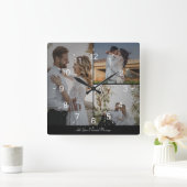 Entwerfen Sie Ihre eigene 3 FotoCollage Quadratische Wanduhr (Zuhause)