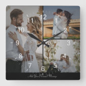 Entwerfen Sie Ihre eigene 3 FotoCollage Quadratische Wanduhr (Vorderseite)