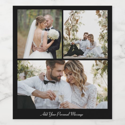 Entwerfen Sie Ihre eigene 3 FotoCollage Weinetikett (Einzelnes Label)