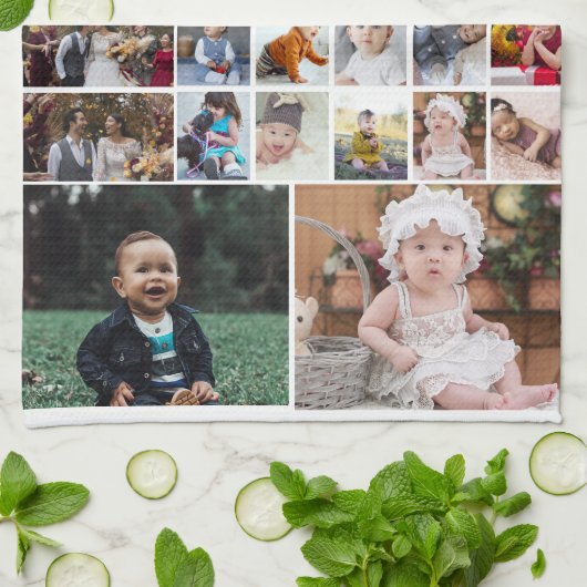 Entwerfen Sie Ihre eigene 40 FotoCollage Geschirrtuch (Gefaltet)