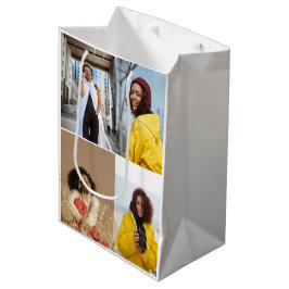 Entwerfen Sie Ihre eigene 4-FotoCollage Mittlere Geschenktüte