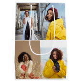 Entwerfen Sie Ihre eigene 4-FotoCollage Mittlere Geschenktüte (Rückseite)