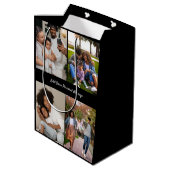 Entwerfen Sie Ihre eigene 4-FotoCollage Mittlere Geschenktüte (Rückseite Schrägansicht)