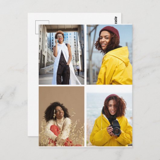 Entwerfen Sie Ihre eigene 4-FotoCollage Postkarte (Vorne/Hinten)