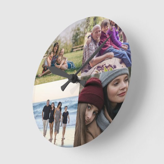 Entwerfen Sie Ihre eigene 4-FotoCollage Runde Wanduhr (Winkel)