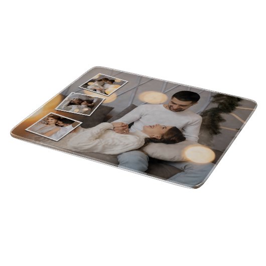 Entwerfen Sie Ihre eigene 4-FotoCollage Schneidebrett (Ecke)
