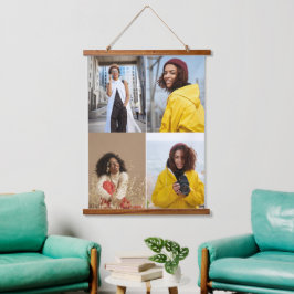 Entwerfen Sie Ihre eigene 4-FotoCollage Wandteppich Mit Holzrahmen