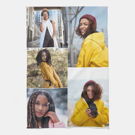 Entwerfen Sie Ihre eigene 5-FotoCollage Geschirrtuch (Vertikal)