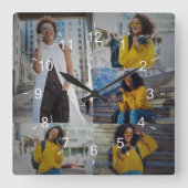 Entwerfen Sie Ihre eigene 5-FotoCollage Quadratische Wanduhr (Vorderseite)