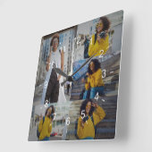 Entwerfen Sie Ihre eigene 5-FotoCollage Quadratische Wanduhr (Winkel)