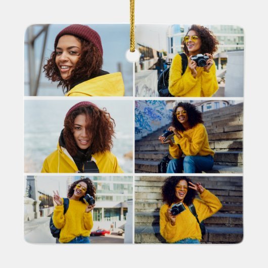 Entwerfen Sie Ihre eigene 6 FotoCollage Keramikornament (Rückseite)