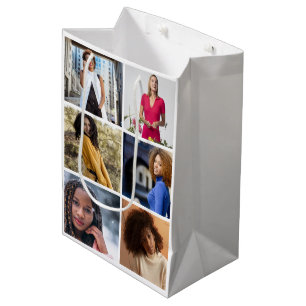 Entwerfen Sie Ihre eigene 6 FotoCollage Mittlere Geschenktüte