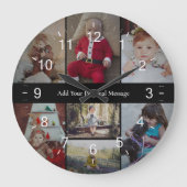 Entwerfen Sie Ihre eigene 7 FotoCollage Große Wanduhr (Vorderseite)